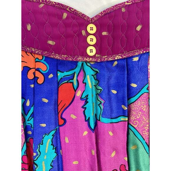 JEANNE MARC Maxi Skirt Vintage Purple Pink Teal Abstract size 12/14 Medium USA - Picture 15 of 16